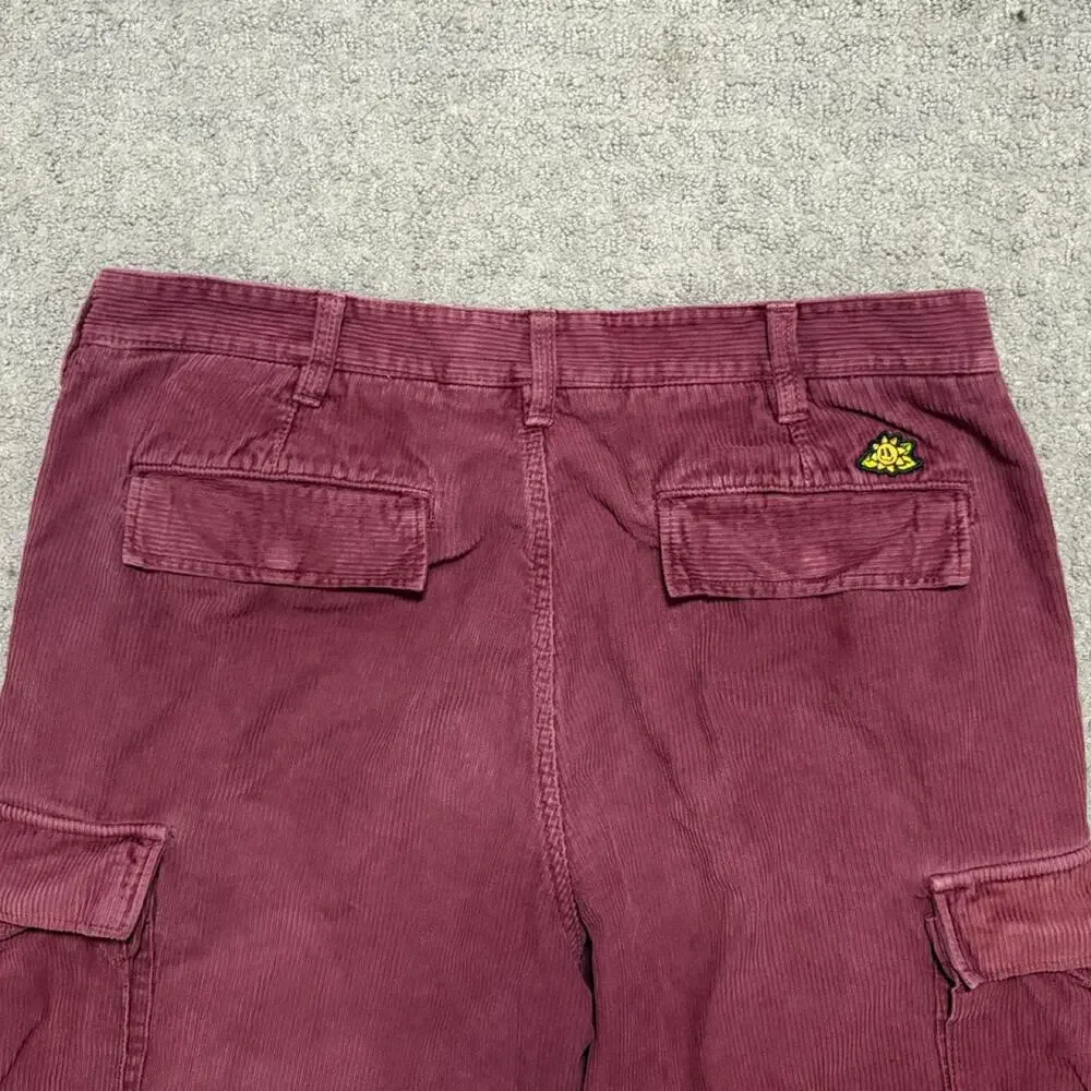 Purple red corduroy cargo pants